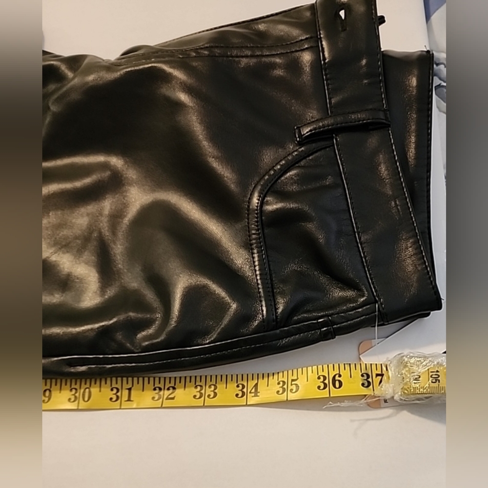 Joie Limited Edition women's faux leather straight leg pant in black, size 2, - Picture 12 of 16